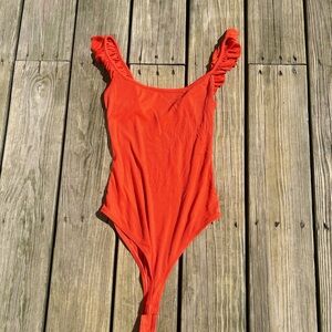 Ruffled Orange Bodysuit